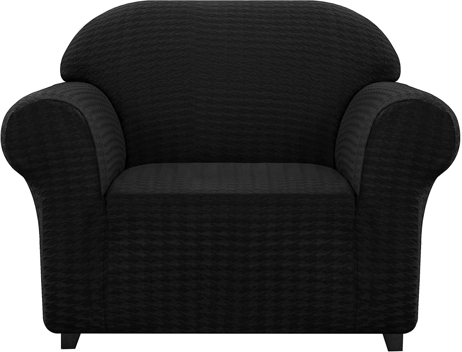 CHUN YI 1 Piece Stretch Houndstooth Sofa Slipcover Couch Cover (Black