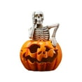 thumbnail image 2 of Halloween Pumpkin Skeleton Decor with LED Lamp,6x4in Halloween Animatronic Light up Spooky Skull Pumpkin Ornaments,Halloween Indoor Decorations for Tabletop Desk Home Office(B), 2 of 7