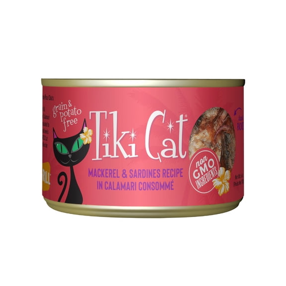 Tiki Cat Grill Wet Cat Food, Mackerel & Sardines, 6 oz. Can