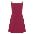 thumbnail image 2 of Innerwin Strappy Slip Dresses Spaghetti Strap Ladies Short Mini Dress Party Button Baggy Swing A-Line Sundress Red M, 2 of 5