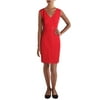 Donna Karan Womens Sleeveless V-Neck Sheath Dress Red 6