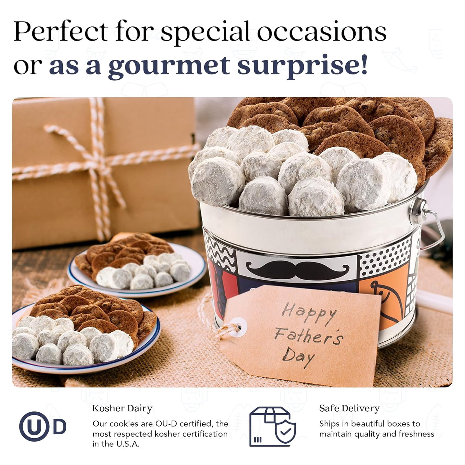 David’s Cookies Father's Day Assorted Cookies Gift Bucket, Freshly Baked Sweet Snacks, 1.3 lbs