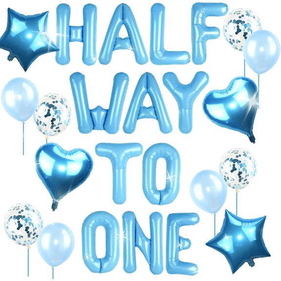 HalfWaytoOne Pearl Blue Theme Balloon Decorations - Ideal for Milestone Celebrations & Memorable Gatherings