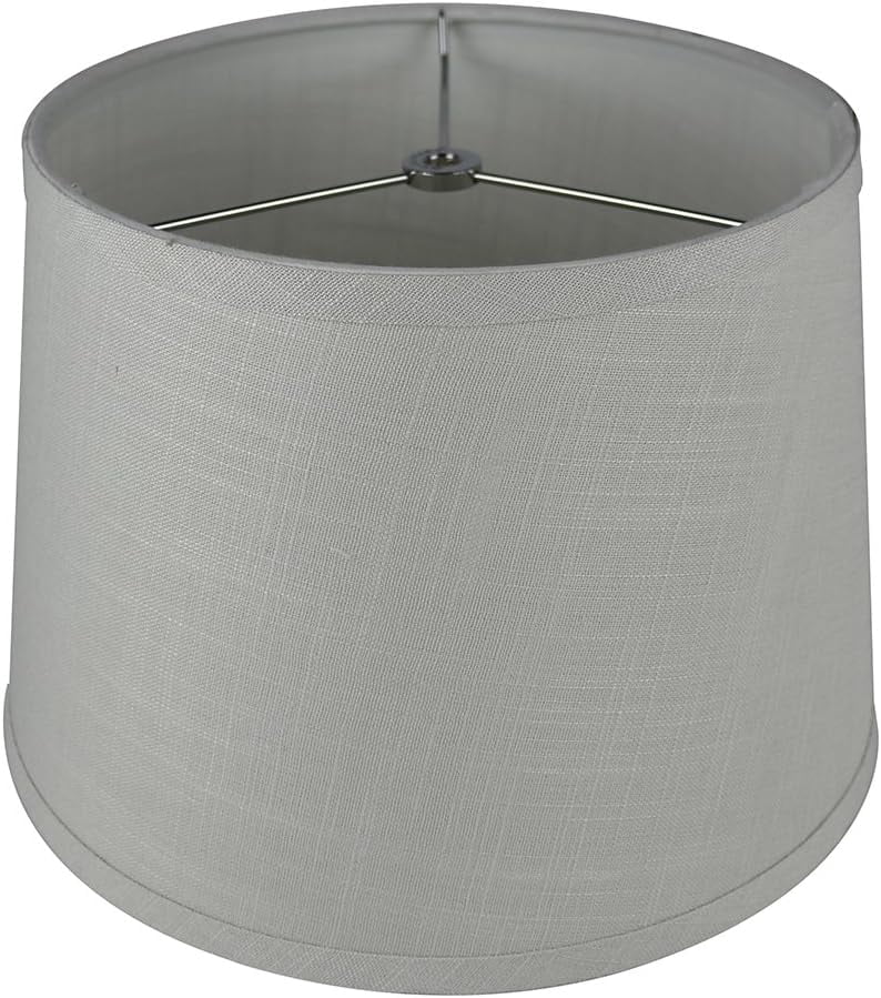 Urbanest Hardback Linen French Drum Lampshade – 10" Top x 12" Bottom x 8.5" Slant Height – Light Gray Tone –Spider Fitter- Classic Lampshade for Table Lamps, Floor Lamps & Accent Lighting- 1 Piece
