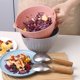 thumbnail image 3 of Juego de ensaladera con cuchara y tenedor, tazón para mezclar con pico vertedor, tazón para masa con asa y sin base, vajilla de PP para utensilios esenciales de cocina y repostería (rosa), 3 of 6