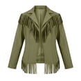 thumbnail image 5 of Miqool Womens Faux Suede Fringe Jacket Casual Long Sleeve Lapel Collar Button Down Jacket Vintage Cowgirl Style Western Coat, 5 of 6