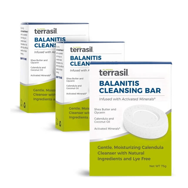 Jabón Terrasil Balanitis para hombre, 75 g (paquete de 3), tratamiento calmante