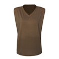 thumbnail image 2 of LEAVINGSUO Womens Tops Going Out Tops 2024 Casual Ladies Fashion Solid Sleeveless V-neck T-Shirt with Shoulder Pad Loose Vest, 2 of 2