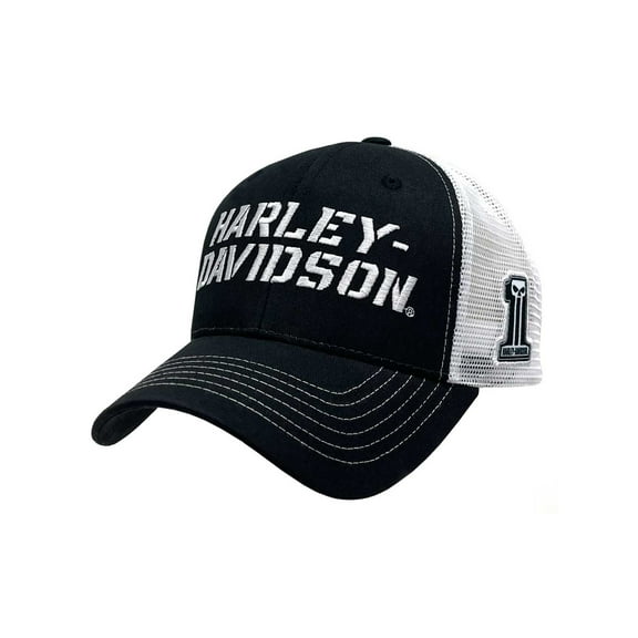 Harley-Davidson Men's Dark Grit H-D Snapback Colorblocked Mesh Trucker Hat, Harley Davidson