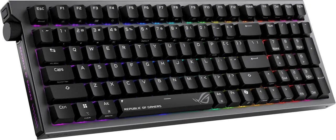 ASUS ROG Strix Morph 96 Wireless Mechanical Gaming Keyboard - 96% Full-Size, Tri-Mode, Hot Swappable NX Snow V2 Linear Switch, South Facing PCB, ABS Keycap, PC/Mac Support, Web-based Config - Black
