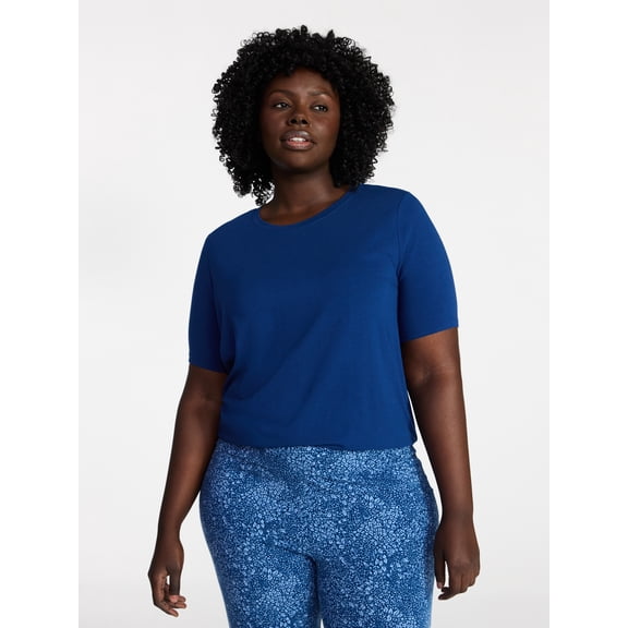 Terra & Sky Women's Plus Size Crewneck Tee with Short Sleeves, Sizes 0X-5X