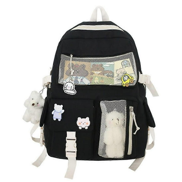 Kawaii Backpack with Pin and Accessories for School Bag Girl Backpack