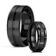 thumbnail image 2 of Classic Men S 8mm Black Tungsten Wedding Rings Double Groove Beveled Edge Brick Pattern Brushed Stainless Steel Rings For Men, 2 of 5