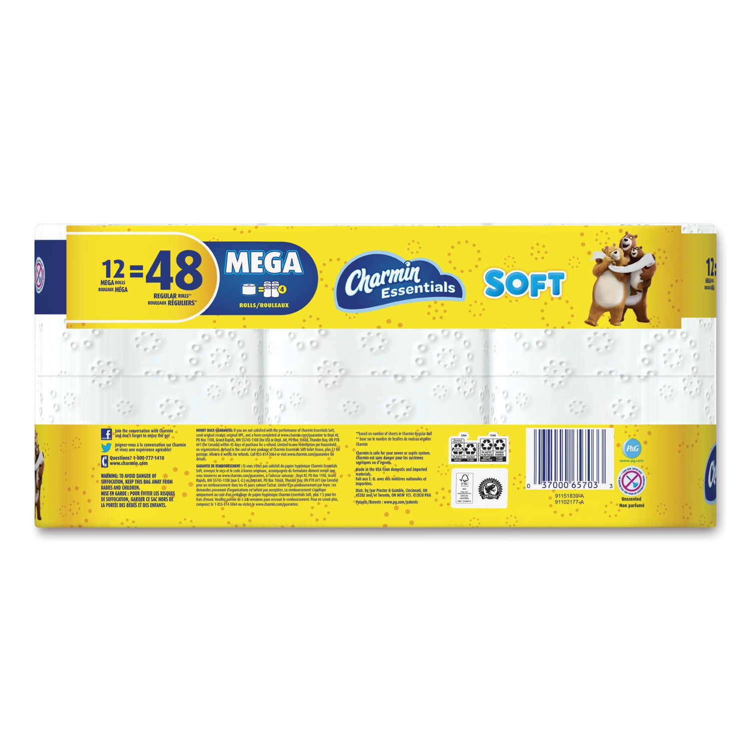 Charmin Essentials Soft Toilet Paper, 12 Mega Rolls