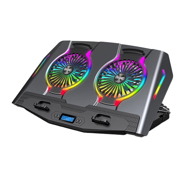lionlar Tablette de Refroidissement pour Ordinateur Portable, Support de Refroidissement RVB pour Ordinateur Portable de Jeu 14-21 Pouces avec 2 Gris