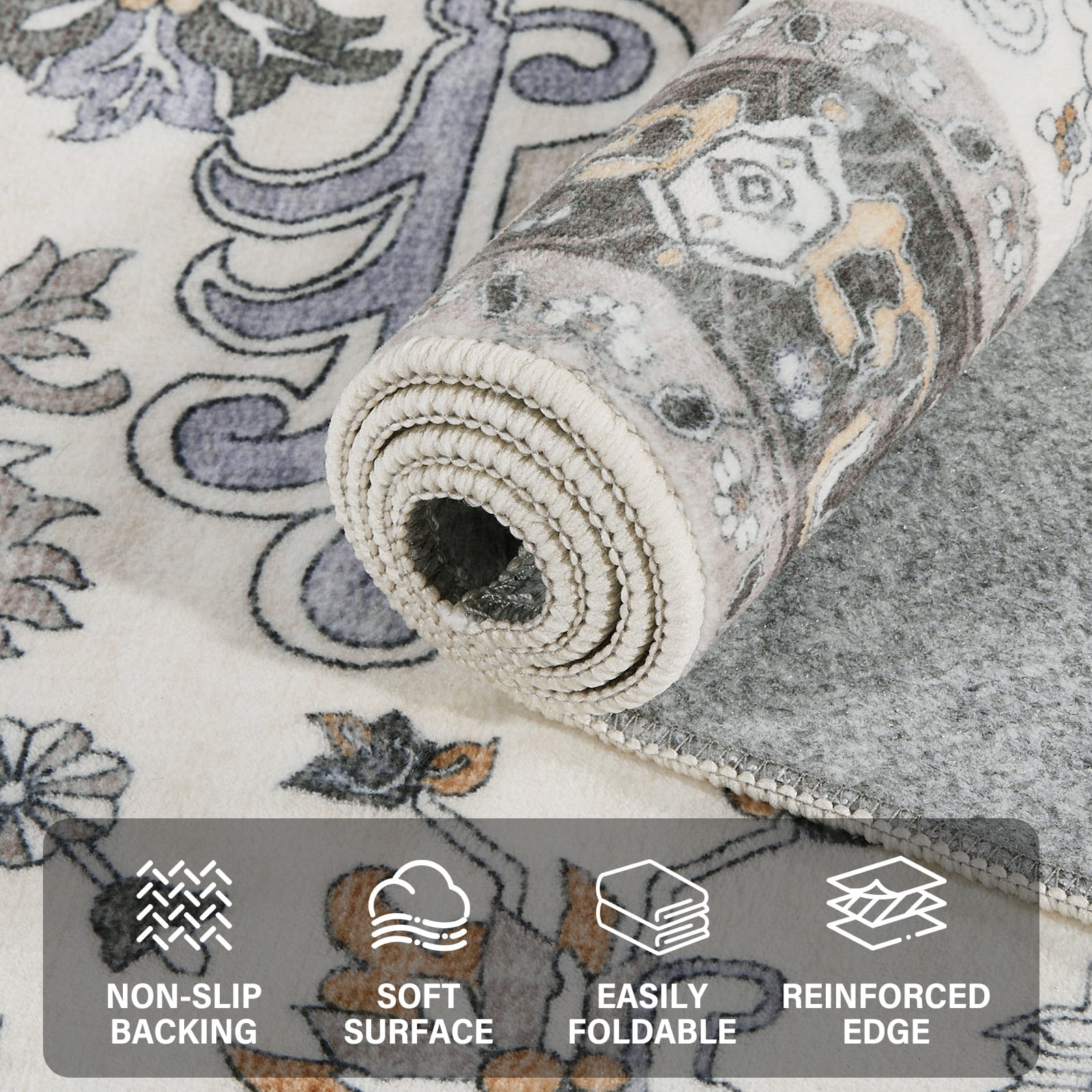 8'x10' Area Rugs for Living Room Washable, Large Vintage Boho Non Slip Rug- Oriental Traditional Farmhouse Carpet for Bedrooms Dining Room, Living Room, Office, Home Decor