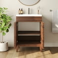 thumbnail image 4 of 24" Bathroom Vanity with Ceramic Sink Top, Pre-assembled Mid-Century Wood Bathroom Cabinet Walnut, 4 of 12