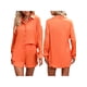 thumbnail image 4 of VISgogo, pantalones cortos para mujer, traje de ocio, estampado a la moda/color sólido, manga larga, camisa de un solo pecho, pantalones cortos con cintura elástica VISgogo moda, 4 of 5
