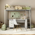 thumbnail image 3 of Furniture of America Two-Tone Kids Metal Twin Loft Bed with Guardrails, Grey and Gold, 3 of 9