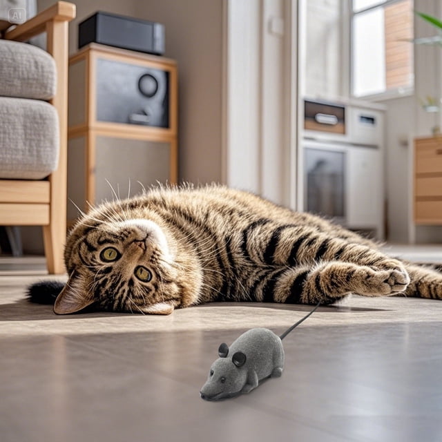 Interactive Automatic Moving Electronic Toy with Squeaky Sound for Indoor Cat Exercise and