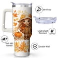 thumbnail image 2 of Autumn Leaves Girl Pumpkin Stainless Steel Insulated Mug with Lid and Handle, 30oz, 2 of 4