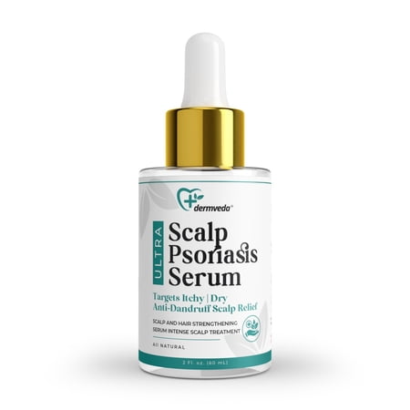 Dermveda Scalp Psoriasis Serum for Itchy Flaky Scalp, Treatment to Calm Dryness and Reduce Visible Flakes, Lightweight Non-Greasy Rinse Free Formula, Suitable for Most Hair Types, 60 ml