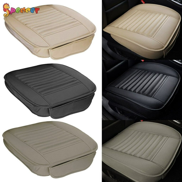 Car Front Seat Cushion, Breathable PU Leather Bamboo Charcoal Car Interior Seat  Cover Cushion Pad for Auto Supplies Office Chair PU Leather Car Seat Cover  Protector for Front Seat Bottom 