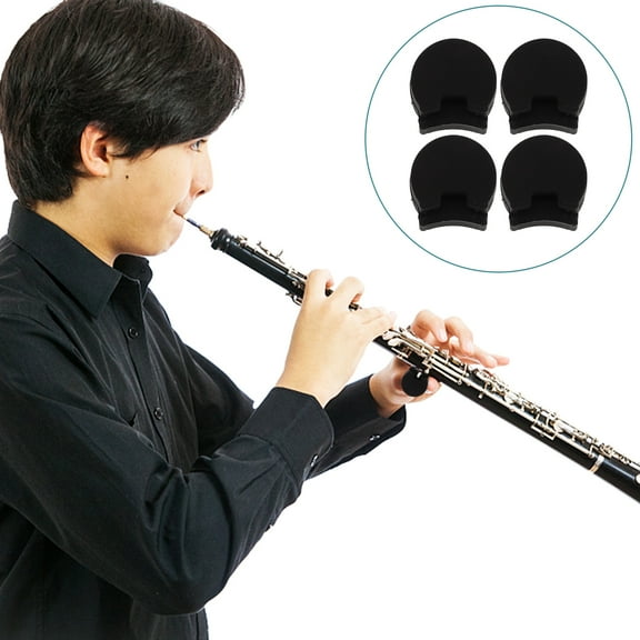 4pcs Black Silicone Clarinet Thumb Rest Cushion Comfortable Finger Support for Long Playing Sessions