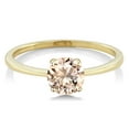 thumbnail image 2 of Gem Stone King 10K Yellow Gold Peach Morganite Solitaire Engagement Ring for Women (0.60 Cttw, Round 6MM, Gemstone October Birthstone, Size 7.5), 2 of 5