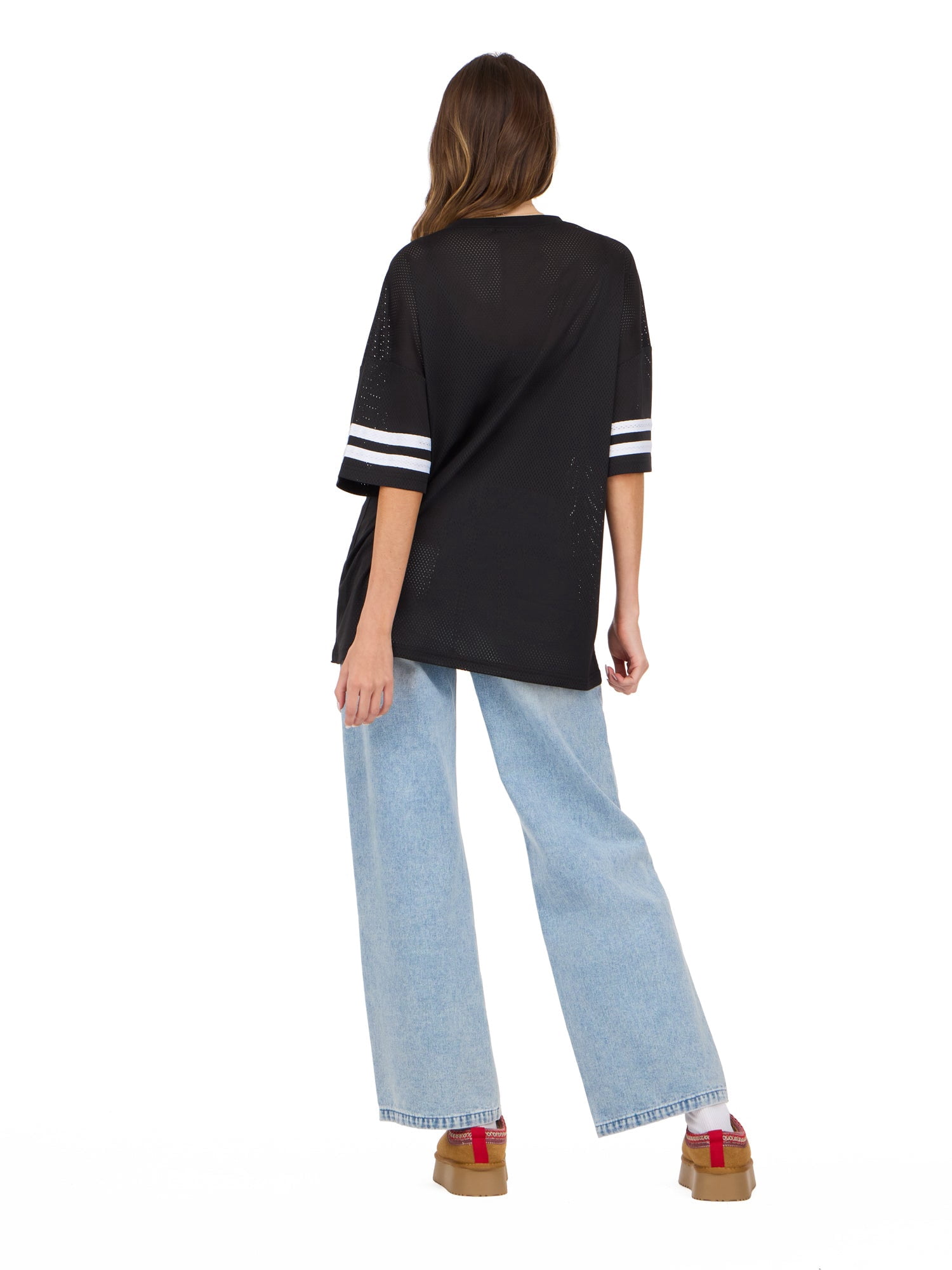 Forever 21 Women's Mesh Oversized Football Tee with Screened Detail, Sizes XS-XL