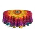 thumbnail image 5 of Colorful Tie Dye Mandala Pattern Round Tablecloth 60"x60",Wrinkle Wipeable Table Cloth for Kitchen Dining Room Picnic Patio Party, 5 of 6