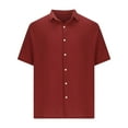 thumbnail image 5 of USNSM Mens Linen Shirts Short Sleeve Button Down Shirts Cotton Summer Beach Cuban Shirts Vacation Hawaiian Shirts Plus Size Red L, 5 of 5