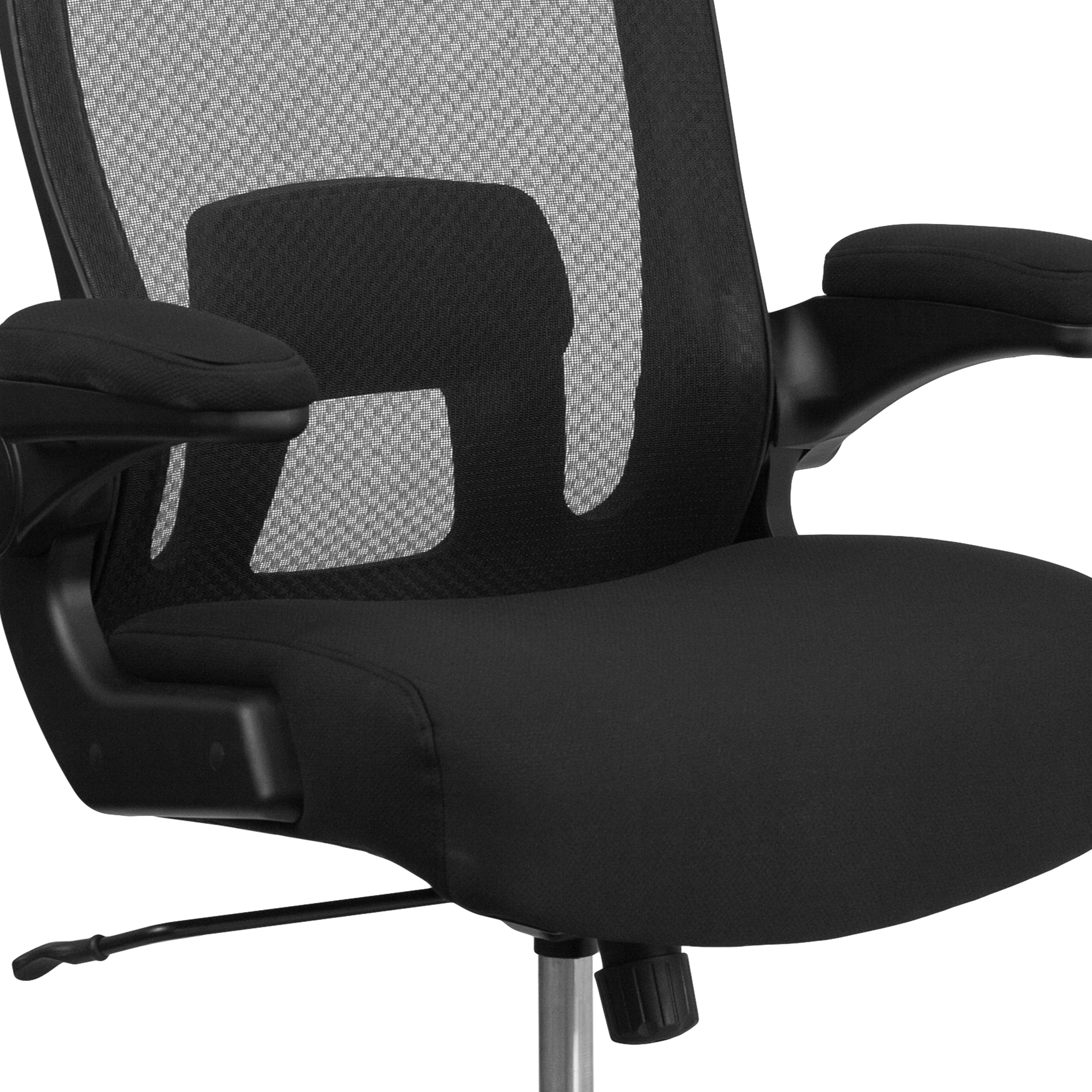 Emma + Oliver 500 lb. Big & Tall Black Mesh/Fabric Ergonomic Office Chair - Adjustable Lumbar