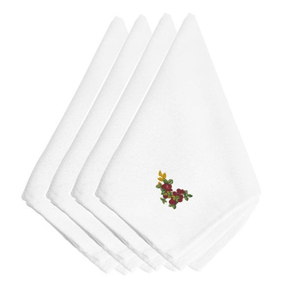 Fall Raspberries Embroidered Napkins Set of 4
