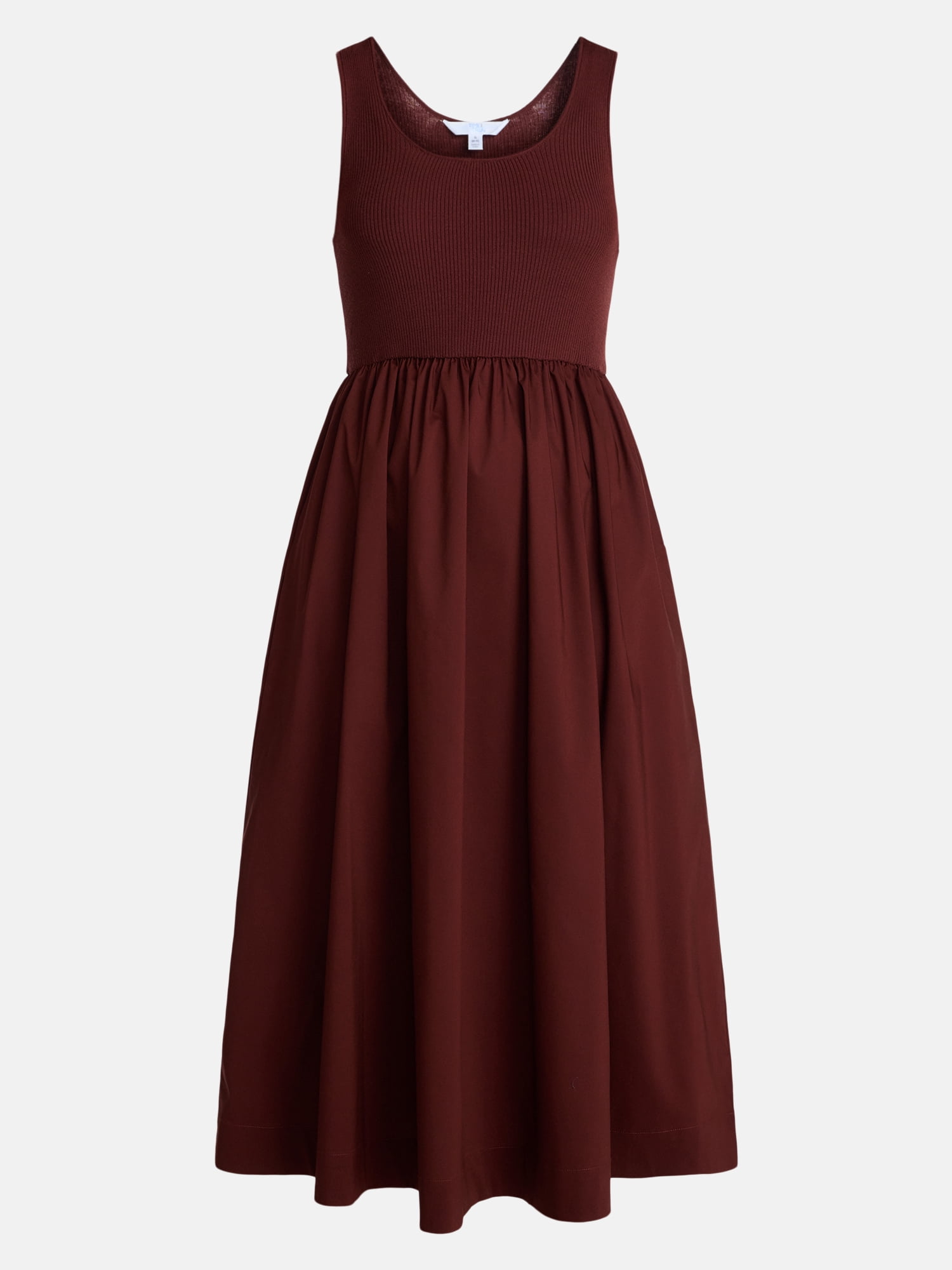 Time and Tru Women's Sleeveless Scoop Neck Midi Dress, Sizes XS-XXXL