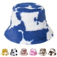 thumbnail image 6 of jiaroswwei Cow Print Thickened Bucket Hat Plush Wide Brim Foldable Unisex Fisherman Cap Fashion Accessories, 6 of 8
