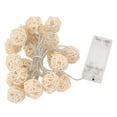thumbnail image 1 of Luces de Cuerda, Luces de Cuerda de Bola de Ratán Efecto Románico 20 LED Batería Alimentada para Boda, 1 of 7