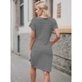 thumbnail image 3 of SANOPY Women's Summer Striped Short Sleeve T Shirt Dress Casual Tie Waist with Pockets, 3 of 6