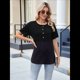 thumbnail image 4 of Blusas de Corta con Cuello Redondo y Botones para Mujer, y Verano 2025 Negro XXL, 4 of 10