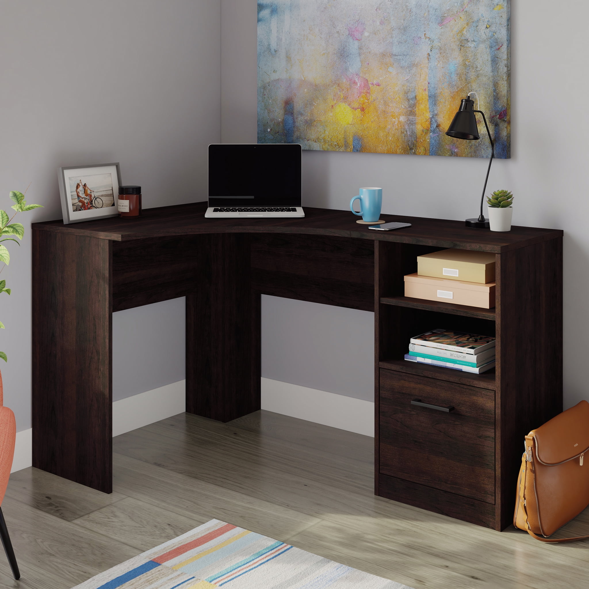 Sauder Costa Recliner Table - Chalked Chestnut Finish, Side Table With Storage