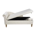 thumbnail image 2 of Chaise Lounge with Storage & Pillow, Modern Velvet Upholstered Rolled Arm Sofa Chair with Nailhead Trim for Living Room, Bedroom (Left Armrest-Beige), 2 of 8