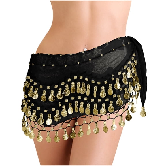 zhi Women's Belly Dance Waist Skirt - Dance Practice & Performance，Black，Free Size