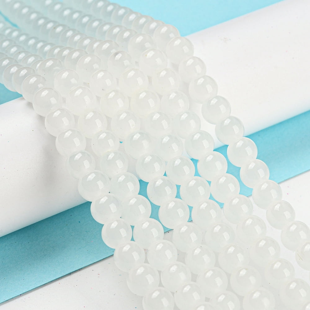 20strands Baking Painted Imitation Glass Round Bead Strands White 6.5mm Hole: 1.5mm about 135~140pcs/strand 31.8 inch