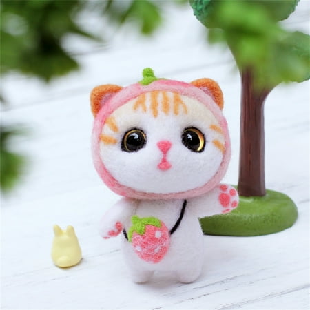 

TMOYZQ Christmas Toys for Baby Girls Boys Cute Cat Pattern Handmade DIY Poke Wool Felts Material Production Package Christmas Gift for Toddler on Clearance