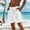 White, variant on Men's Linen Elastic Waist Lounge Shorts Solid Beach Golf Shorts with Pockets Casual Drawstring Summer Shorts White
