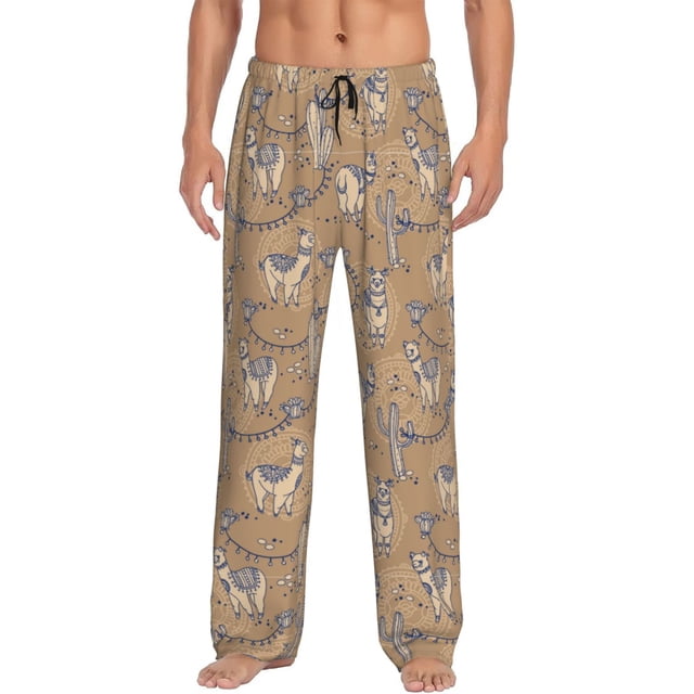 Balery Cactus Alpaca Pantalones de pijama para hombre, pijama ultraligero, pantalón de descanso-3X-Large