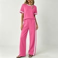 thumbnail image 5 of 2 Piece Sets for Women Matching Sets Summer Outfits Resort Wear Short Sleeve Lounge Set Wide Leg Pants with Pockets, 5 of 5