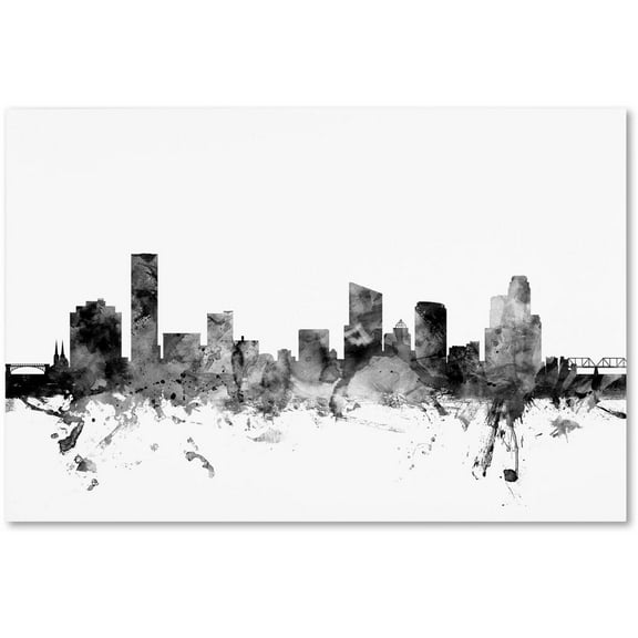 Trademark Fine Art Michael Tompsett Grand Rapids MI Skyline B&W Canvas Wall Art - 12x19