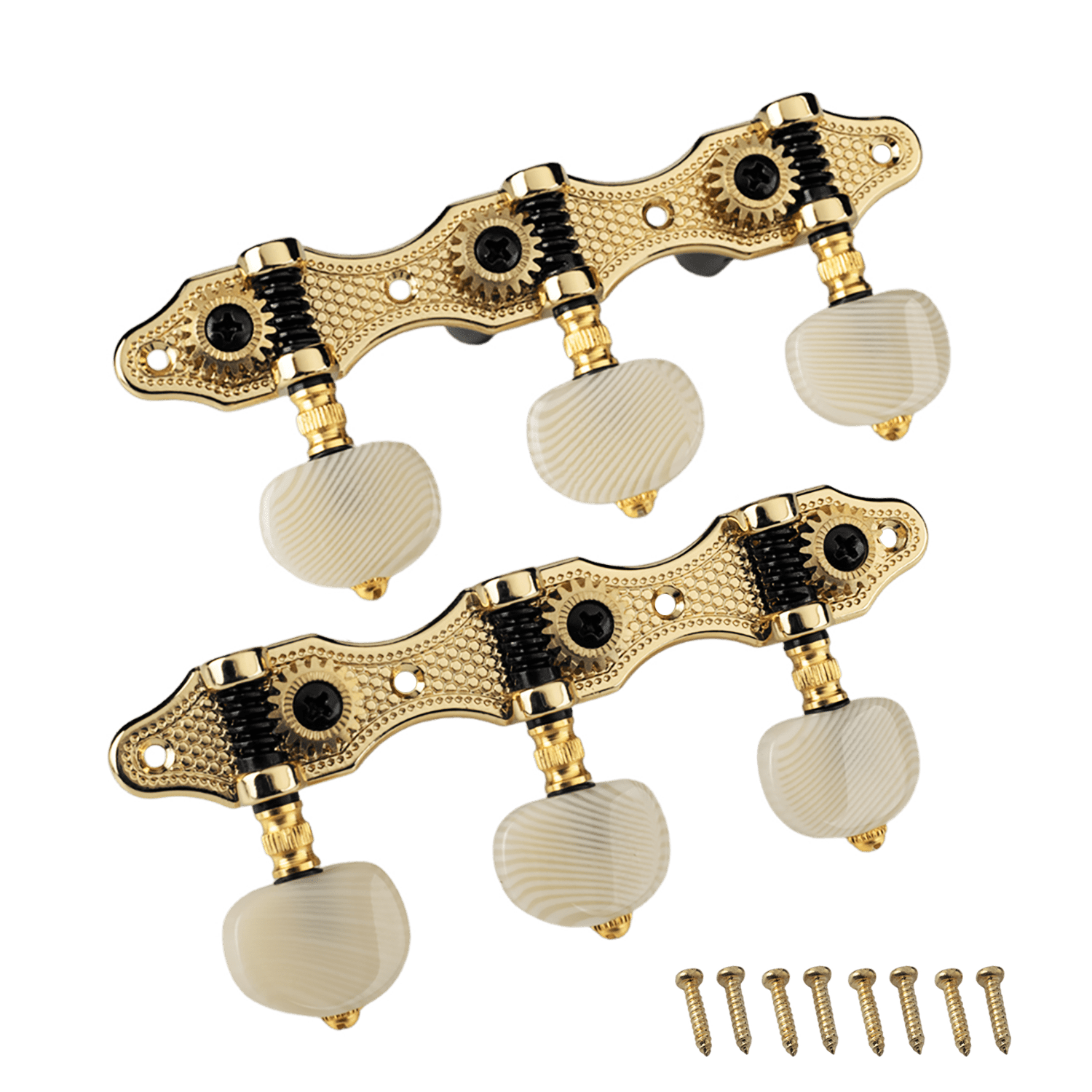 LOOKSEVEN 3Left + 3Right Guitar Tuner Machine 1:18 Gear Ratio for Classical Guitar - Gold