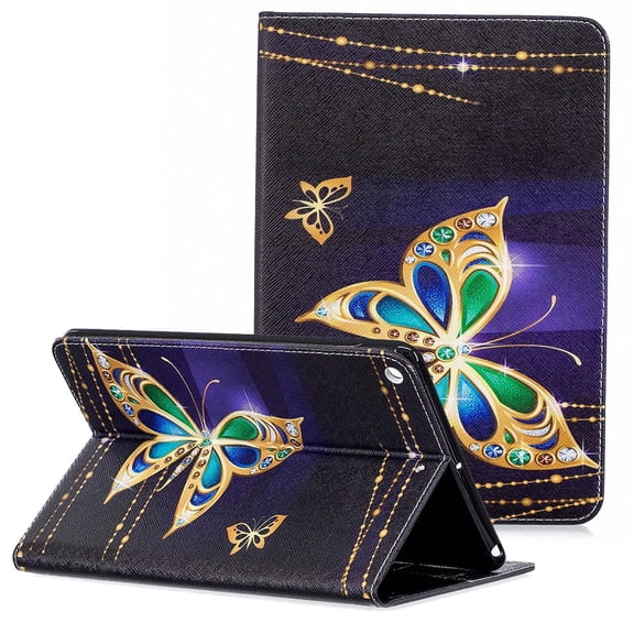Allytech iPad Mini 5 Case 2019, iPad Mini 5st Generation Case, Ultra Slim PU Leather Cute Pattern Folio Stand Lightweight Anti-Scratch Soft Rubber Back Cover Case for Apple iPad Mini 5,Gold Butterfly